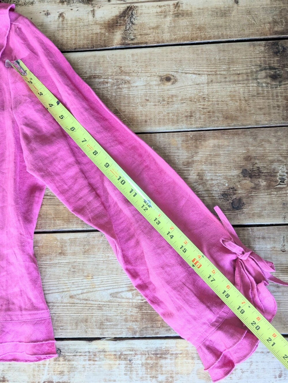 100% Linen Ruffle Blazer Laura Petites Raspberry Pink 14P - Picture 10 of 11